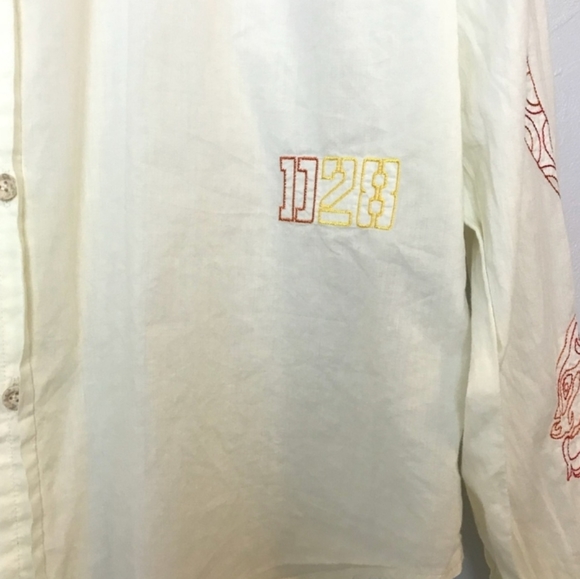 Diesel D28 Embroidered Snake Button Up Shirt sz XL parrot flamingo humming-birds - Picture 5 of 10